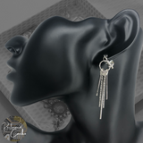 Silver Dangle Textured Rods Clip-On Earrings