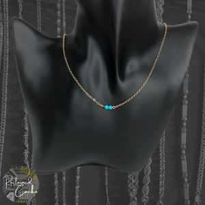 Gold Double Blue Bead Necklace