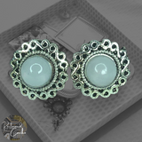 Infinity Round Faux Moonstone Earrings