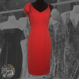 DO+BE Red Ruffle Sleeve Midi Dress - Size Small