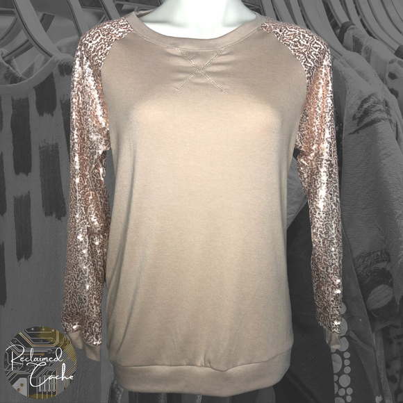 Rose Gold Sequin Sweatshirt - Size Small