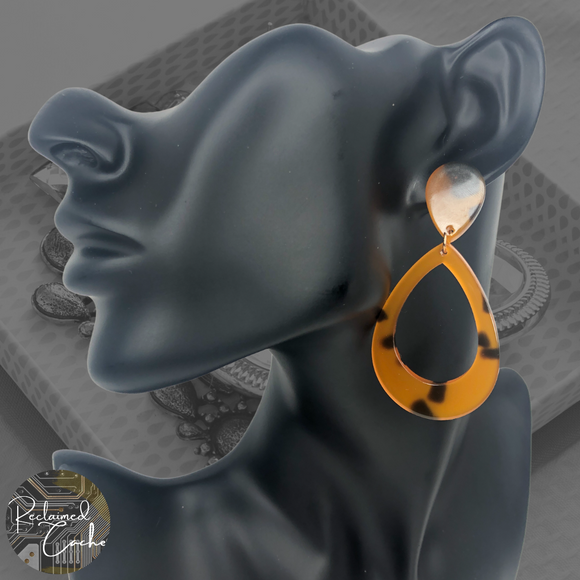 Orange and Black Teardrop Dangle Earrings