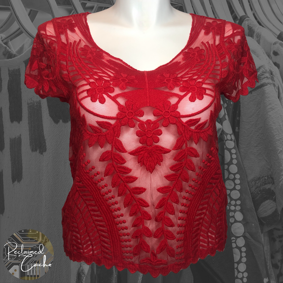 Express Red Sheer Top - Size Large