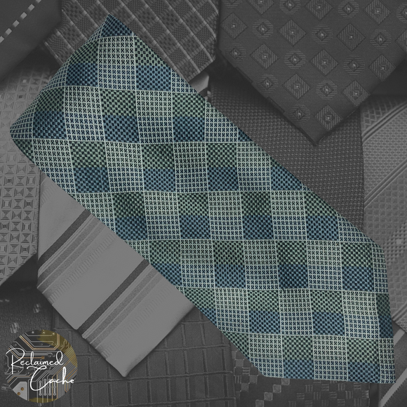 Blue and Green Checkered Pattern Tie
