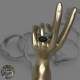 Black Stone Silver Ring - Size 9.5