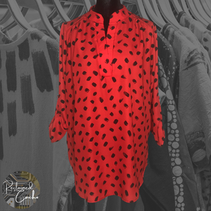 Riah Fashion Red and Black Blouse - Size Small