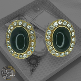 Vintage Gold and Black Oval Bling Earrings