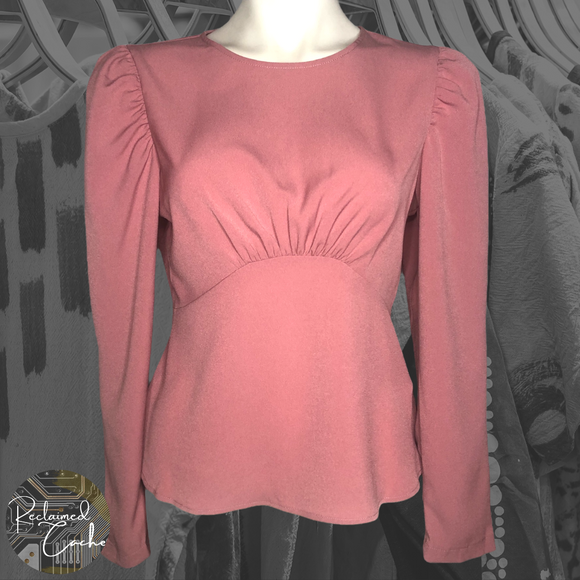 Express Mauve Seamed Puff Sleeve Top - Size Extra Small (XS)