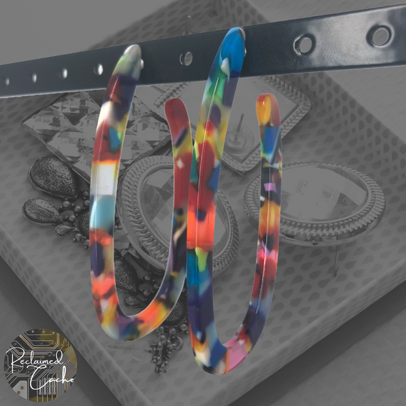 Multicolor Resin Oval Hoop Earrings