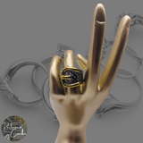 Silver and Gold Belt Buckle Ring - Size 5.5