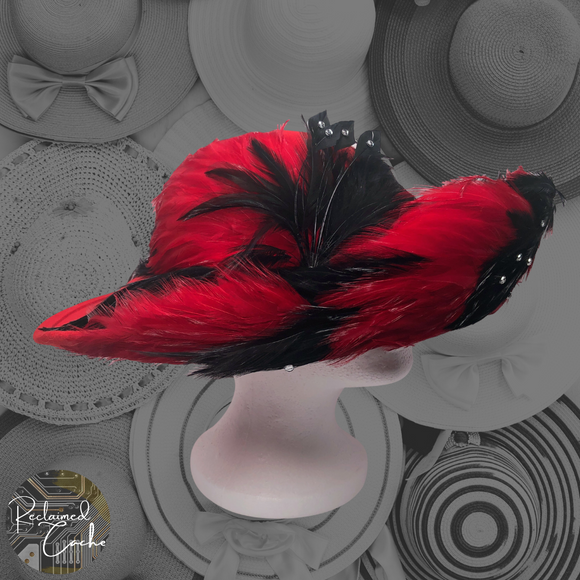 Mr. Hi's Classic Red & Black Feather Formal Hat