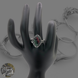 Silver and Multicolor Rhinestone Statement Ring - Size 8.5