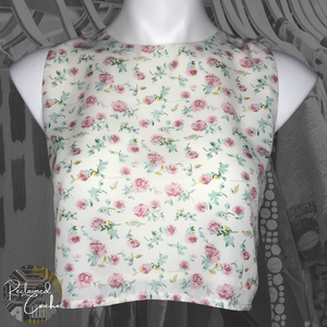 The Hanger Cream Floral Crop Top  - Size Small