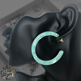 Light Turquoise Marble Resin Hoop Earrings