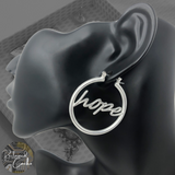 Matte Silver Hope Hoop Earrings