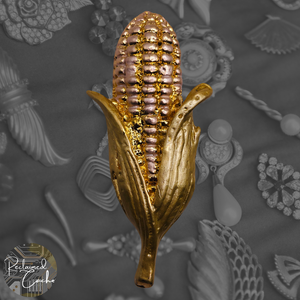 Gold Corn Brooch