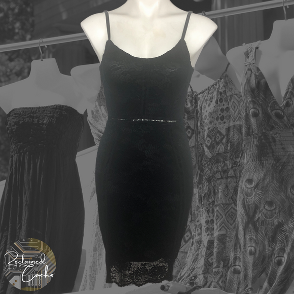 MiaoMiao Black Lace Overlay Pencil Dress - Size Small
