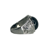 Silver and Black Boho Ring with Stone - Size 10