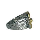 Silver and Gold Belt Buckle Ring - Size 10