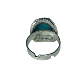 Silver Boho Ring with Turquoise Stone Ring - Size Adjustable