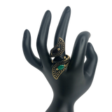 Gold Rhinestone Statement Ring - Size 10