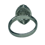 Silver and Black Rhinestone Statement Ring - Size 10