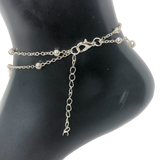 Silver Double Strand Infinity and Pearl Anklet