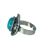 Silver Boho Ring with Turquoise Stone Ring - Size Adjustable