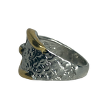 Silver and Gold Belt Buckle Ring - Size 10