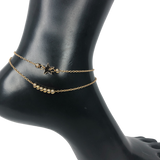 Gold Double Strand Simple Bead and Star Anklet