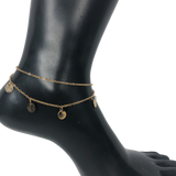 Gold Double Strand Hanging Discs Anklet