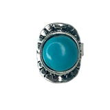 Silver Boho Ring with Turquoise Stone Ring - Size Adjustable