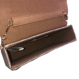 Estee & Lilly Taupe Snap Closure Shimmer Snake Skin Box Clutch Handbag