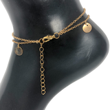 Gold Double Strand Hanging Discs Anklet