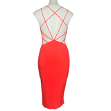 Day & Night Neon Coral Bodycon Strappy Back Dress - Size Small