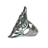 Silver Side Leaf Cluster Ring - Size 8