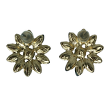 Vintage Black Jeweled Flower Stud Earrings