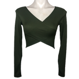 Top Chic Olive Criss Cross Crop Top - Size Large