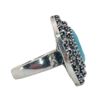 Silver Oversize Teardrop Rhinestone Statement Ring - Size 6.5