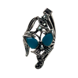 Silver Butterfly Rhinestone Statement Ring - Size 8