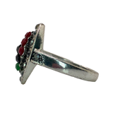 Silver and Multicolor Rhinestone Statement Ring - Size 8.5