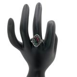 Silver and Multicolor Rhinestone Statement Ring - Size 8.5
