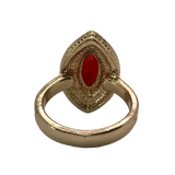 Gold and Red Rhinestone Statement Ring - Size 6.5