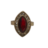 Gold and Red Rhinestone Statement Ring - Size 6.5