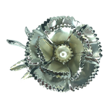 Silver Layered Flower Brooch