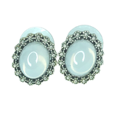 Oval Faux Moonstone Stud Earrings