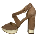 MICHAEL Michael Kors Dark Khaki Valerie Platform Block Heels - Size 7.5 - Women