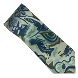 Blue, Green and Cream Abstract Design Tie