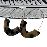 Cream and Black Tortoise Shell Resin Drop Earrings