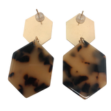 Tan and Brown Geometric Drop Earrings